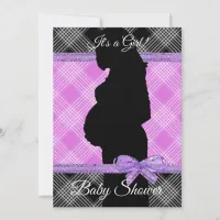 Purple and Black Plaid Baby Shower Invitation