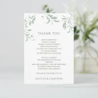 Light Sage Green Wedding Vintage Elegant Swirls Thank You Card