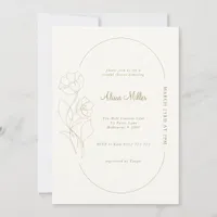 Neutral Minimalist Line Flower Bridal Shower Invitation