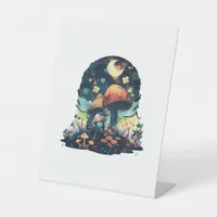 Cottagecore And Aesthetic Goblincore Mushroom Fair Pedestal Sign