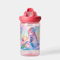 Anime Girl and Axolotl Personalized Water Bottle