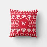 Pepperoni Pizza Slices Ugly Christmas Sweater Throw Pillow