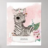 **  Baby Zebra Nursery Girl Jungle Sweet Name Poster