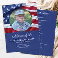 Military USA Flag Celebration Of Life Funeral Program