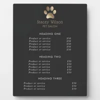 Faux Gold Foil Paw Print Logo And Charcoal Plaque