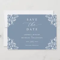 Elegant Dusty Blue Wedding Save the Date Cards