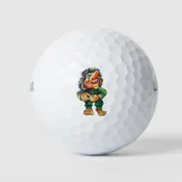 Scandinavian Funny Troll Illustration Watercolor Golf Balls