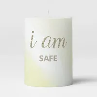 *~*  INTENTION -  SAFE Yellow Gold Glitter Pillar Candle
