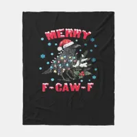 Merry F-Caw-F Funny & Vintage Design Fleece Blanket