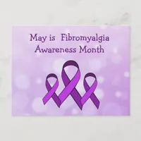 May is Fibromyalgia Month Purple Ribbon Postcard
