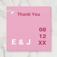 Pink Magenta Modern Wedding Favor Tags