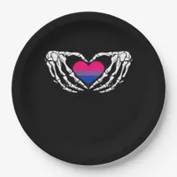 Bisexual Pride Skeleton Halloween Bi Goth Heart Cl Paper Plates