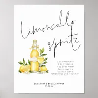 Limoncello Spritz Recipe Lemon Bridal Shower Poster