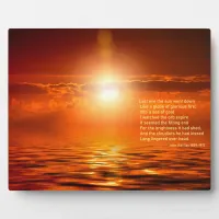 Inspirational Sunset Orange Golden Sky Sea Gold Plaque