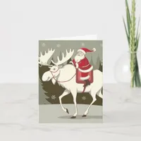 Santa and the White Moose Christmas Card