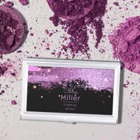 Stylish Glittery Magenta And Black Makeup Artist  Business Card Case
