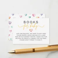 Books for Baby Watercolor Hearts Baby Shower Enclosure Card