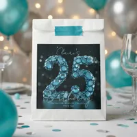 Luxury Glam Teal Blue 3D Bubble Gems 25th Birthday Favor Bag