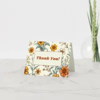 Vintage Floral 70s Timeless Wedding Thank You Card