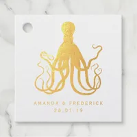 Real Gold Foil Vintage Nautical Octopus Favor Tags