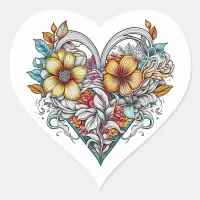 Floral Heart Romantic Heart Sticker