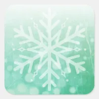 Sage Green and White Christmas Snowflake Square Sticker