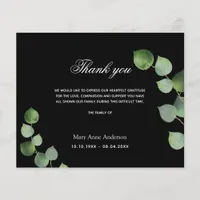 Budget Sympathy black eucalyptus thank you card