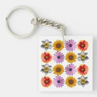 Cheerful Multicolor Flower Pattern Keychain