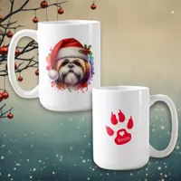 Shih Tzu Dog in Santa Hat Christmas Personalized Coffee Mug