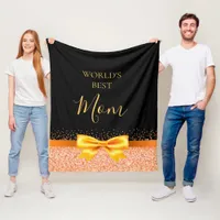 Mother black gold bow fleece blanket