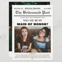 Newspaper Maid of Honor Proposal Card