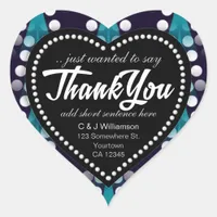 Modern Teal Dots Thank You Heart Heart Sticker