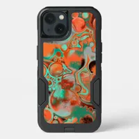 Brown, Teal, Orange Marble Fluid Art  iPhone 13 Case