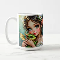 Pretty  Fairy and Dragon Themed Girl's   Coffee Mug