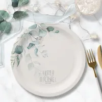 Dreamy Greenery Wedding V2 Green/Blue ID817 Paper Plates