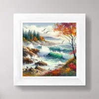 Fall Coastal Beach Art for Small Spaces Framed Art