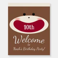 Sock Monkey Smile(Boy) Birthday Welcome Sign