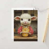 Adorable Lamb in the Kitchen Postcard