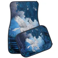 White Pegasus Unicorn in Moon Light Car Mat