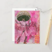 A silly mmm mmm pink retro dancing mushroom postcard