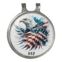 *~* Golfer American Flag Bald Eagle Initials AP16 Golf Hat Clip