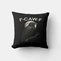 F-Caw-F Crow Funny Crow F-Caw-F Gear Vintage Graph Throw Pillow