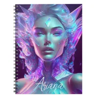 Beautiful Ai Art Pretty Icy Glass like Woman Notebook