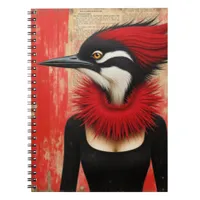 Woodpecker in a black dress fantasy notebook