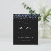 Budget 2024 Grad Party Blue Glitter Black Invite