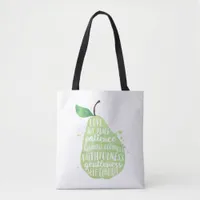 Green Pear and Beautiful Words Tote Bag