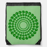 Drawstring Backpack - Green Beads in Circles