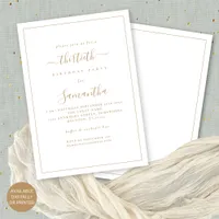 Elegant Gold Script Border 30th Birthday Party Invitation