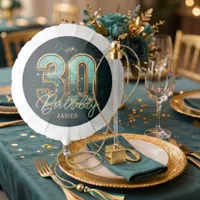 Elegant Teal and Gold 30th Birthday Party Balloon