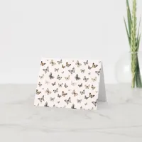 Whimsical Neutral Girly Butterflies Pattern  Thank You Card